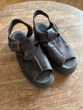 Relativity Vintage Men's Dark Brown Leather Buckle Slingback Sandals Size 11